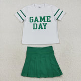 Game Day Green Pleated Athletic Shorts Girls Skirt Sets