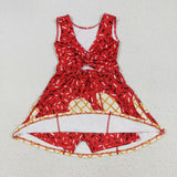 Waffle Ice Cream Red Athletic Shorts Girls Sleeveless Dress