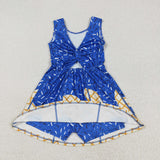 Waffle Ice Cream Blue Athletic Shorts Girls Sleeveless Dress
