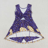 Waffle Ice Cream Purple Athletic Shorts Girls Sleeveless Dress