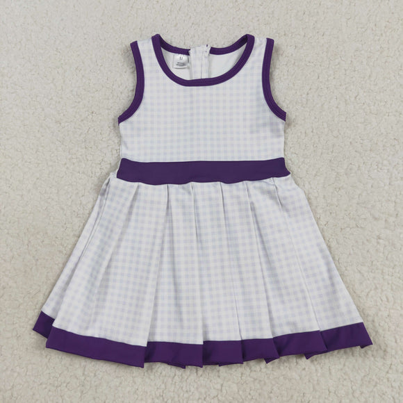 Purple Plaid Athletic Shorts Girls Sleeveless Dress