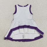 Purple Plaid Athletic Shorts Girls Sleeveless Dress