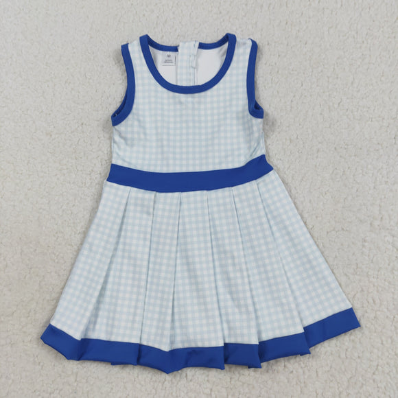 Blue Plaid Athletic Shorts Girls Sleeveless Dress