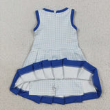 Blue Plaid Athletic Shorts Girls Sleeveless Dress