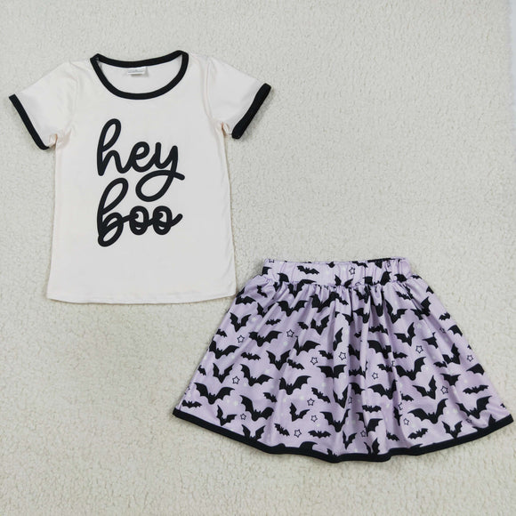 Hey Boo Bats Purple Shorts Skirt Girls Halloween Outfits