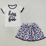 Hey Boo Bats Purple Shorts Skirt Girls Halloween Outfits