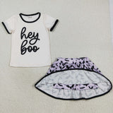 Hey Boo Bats Purple Shorts Skirt Girls Halloween Outfits