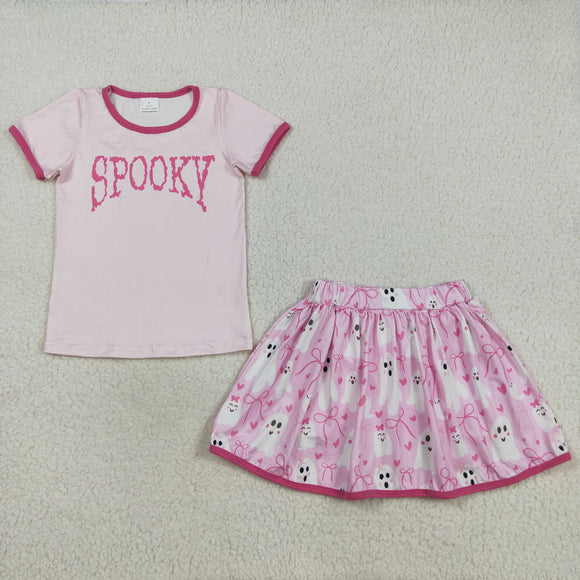 Spooky Ghost Pink Shorts Skirt Girls Halloween Outfits
