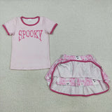 Spooky Ghost Pink Shorts Skirt Girls Halloween Outfits