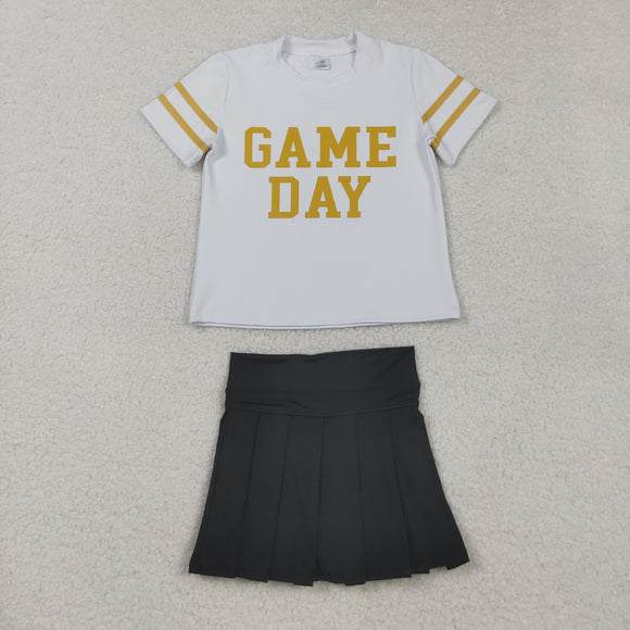 Golden Game Day Black Pleated Athletic Shorts Girls Skirt Sets