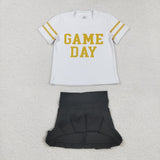 Golden Game Day Black Pleated Athletic Shorts Girls Skirt Sets