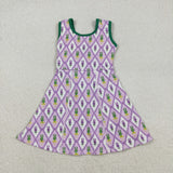 Crawfish Plaid Purple Green Athletic Shorts Girls Mardi Gras Dress