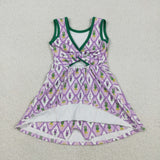 Crawfish Plaid Purple Green Athletic Shorts Girls Mardi Gras Dress
