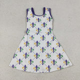 Plaid Purple White Athletic Shorts Girls Mardi Gras Dress
