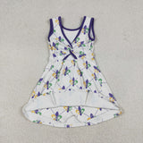 Plaid Purple White Athletic Shorts Girls Mardi Gras Dress