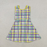 Colorful Plaid White Athletic Shorts Girls Mardi Gras Dress