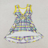 Colorful Plaid White Athletic Shorts Girls Mardi Gras Dress