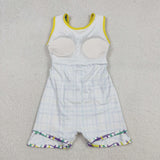 Colorful Plaid White Athletic Shorts Girls Mardi Gras Dress