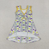Bow Pattern Dots Stripe Athletic Shorts Girls Mardi Gras Dress