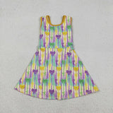 Bow Pattern Stripe Athletic Shorts Girls Mardi Gras Dress