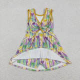 Bow Pattern Stripe Athletic Shorts Girls Mardi Gras Dress