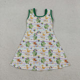 Dinosaur Stripe Athletic Shorts Girls Mardi Gras Dress