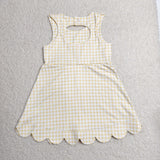Yellow Plaid Bows Scalloped Athletic Shorts Girls Sleeveless Dress