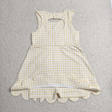 Yellow Plaid Bows Scalloped Athletic Shorts Girls Sleeveless Dress