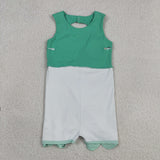 Plaid Bows Scalloped Green Athletic Shorts Girls Sleeveless Dress