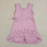 Solid Pink Ruffles Athletic Shorts Girls Sleeveless Dress