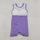 Solid Purple Ruffles Athletic Shorts Girls Sleeveless Dress