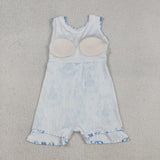 Castle Bow Pattern Blue Stripe Athletic Shorts Girls Sleeveless Dress