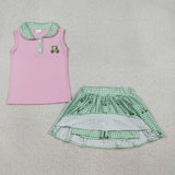 Golf Tour Green Plaid Pink Shorts Girls Skirt Sets