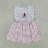 Child of God Cross Pink Plaid Girls Easter Dress
