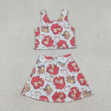 Cartoon Mermaid Fish Vest Athletic Shorts Girls Skirt Sets