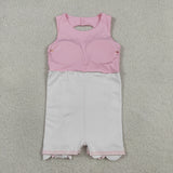 Floral Bows Scalloped Pink Athletic Shorts Girls Sleeveless Dress