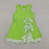 Floral Bows Scalloped Light Green Athletic Shorts Girls Sleeveless Dress