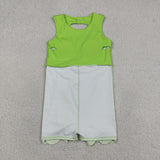 Floral Bows Scalloped Light Green Athletic Shorts Girls Sleeveless Dress