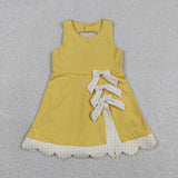 Yellow Plaid Bows Scalloped Athletic Shorts Girls Sleeveless Dress