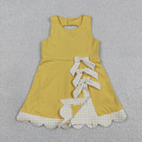 Yellow Plaid Bows Scalloped Athletic Shorts Girls Sleeveless Dress