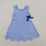 Blue Plaid Scalloped Athletic Shorts Girls Sleeveless Dress