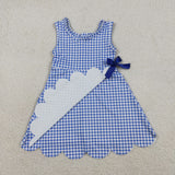 Blue Plaid Scalloped Athletic Shorts Girls Sleeveless Dress