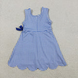 Blue Plaid Scalloped Athletic Shorts Girls Sleeveless Dress