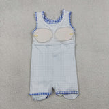 Blue Plaid Scalloped Athletic Shorts Girls Sleeveless Dress
