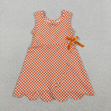 Orange Plaid Scalloped Athletic Shorts Girls Sleeveless Dress
