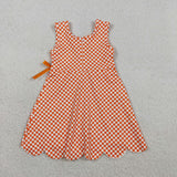 Orange Plaid Scalloped Athletic Shorts Girls Sleeveless Dress