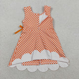 Orange Plaid Scalloped Athletic Shorts Girls Sleeveless Dress