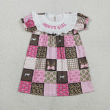 Daddy's Girl Camo Plaid Smocked Girls Short Sleeve Dress