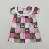 Daddy's Girl Camo Plaid Smocked Girls Short Sleeve Dress
