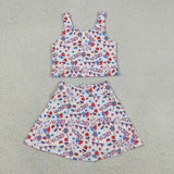Firework Popsicle White Athletic Shorts Girls 4th of July Dress